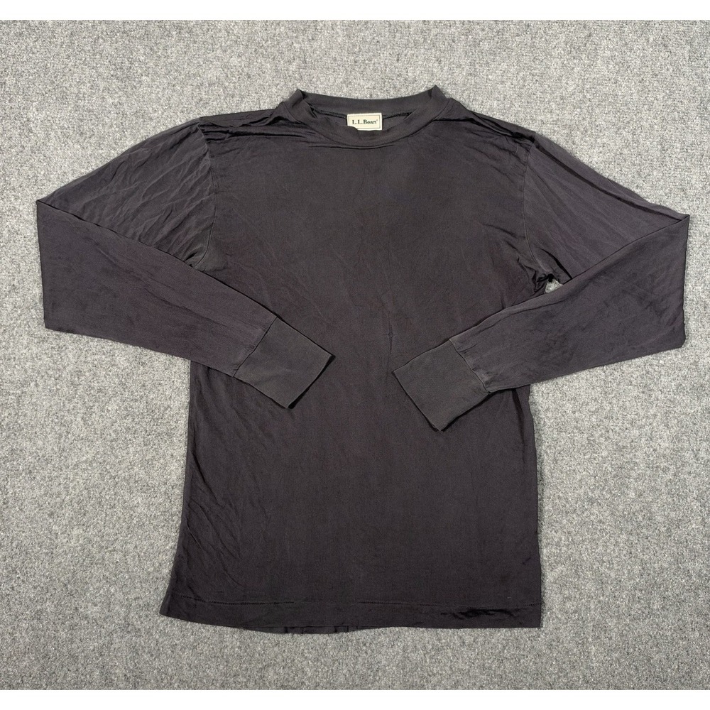 L.L.Bean Women's Small 100% Silk Long Sleeve Crewneck Shirt Black Lightweight